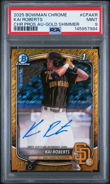 2025 Bowman Bowman Chrome Gold Shimmer Kai Roberts front