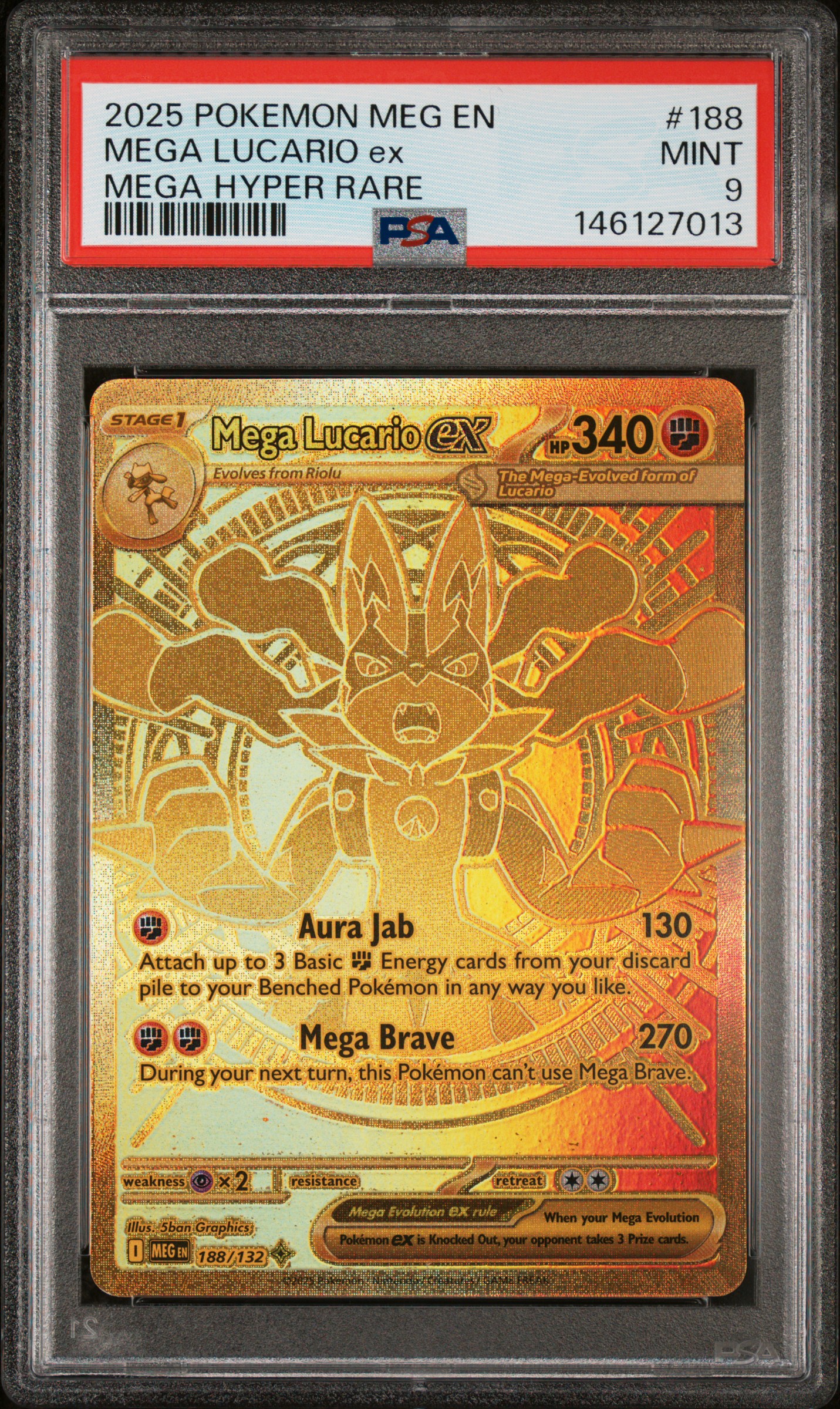 2025 #188 Mega Lucario EX PSA 9 Meg EN-Mega Evolution