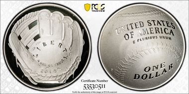 2014-P $1 Baseball Hall of Fame PR69DCAM