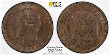 1853-K 1C Feuille verticale MS64BN