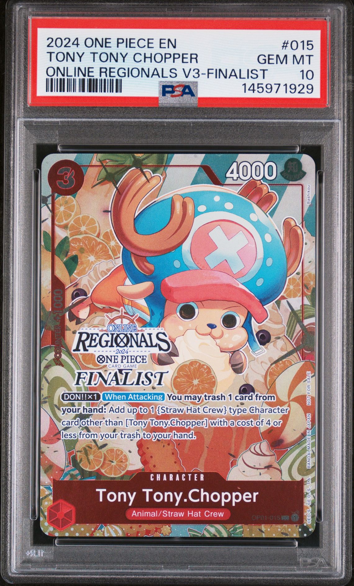 2024 One Piece ONE PIECE ONLINE REGIONALS PACK 2024 VOL.3 ONLINE REGIONALS V3-FINALIST #015 Tony Tony Chopper front