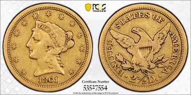 1861-S $2.50 VF20