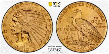 1913 $5 MS64+ 