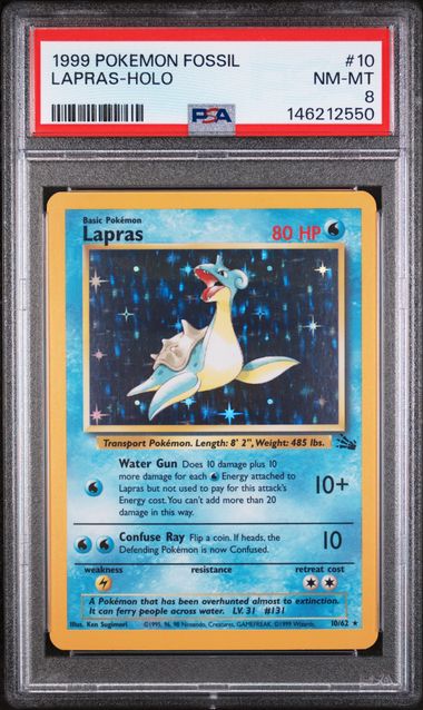 1999 Pokemon POKEMON FOSSIL Holo #10 Lapras-Holo front
