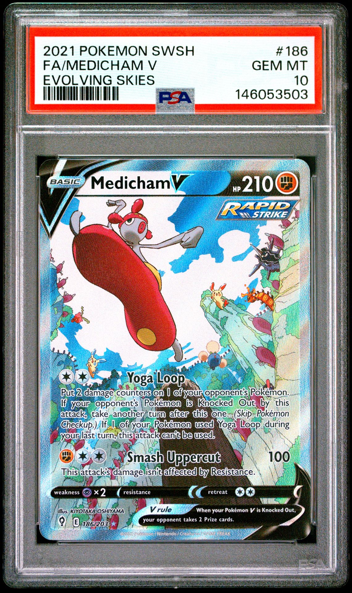 2021 Pokemon POKEMON SWORD & SHIELD EVOLVING SKIES #186 Fa/Medicham V front
