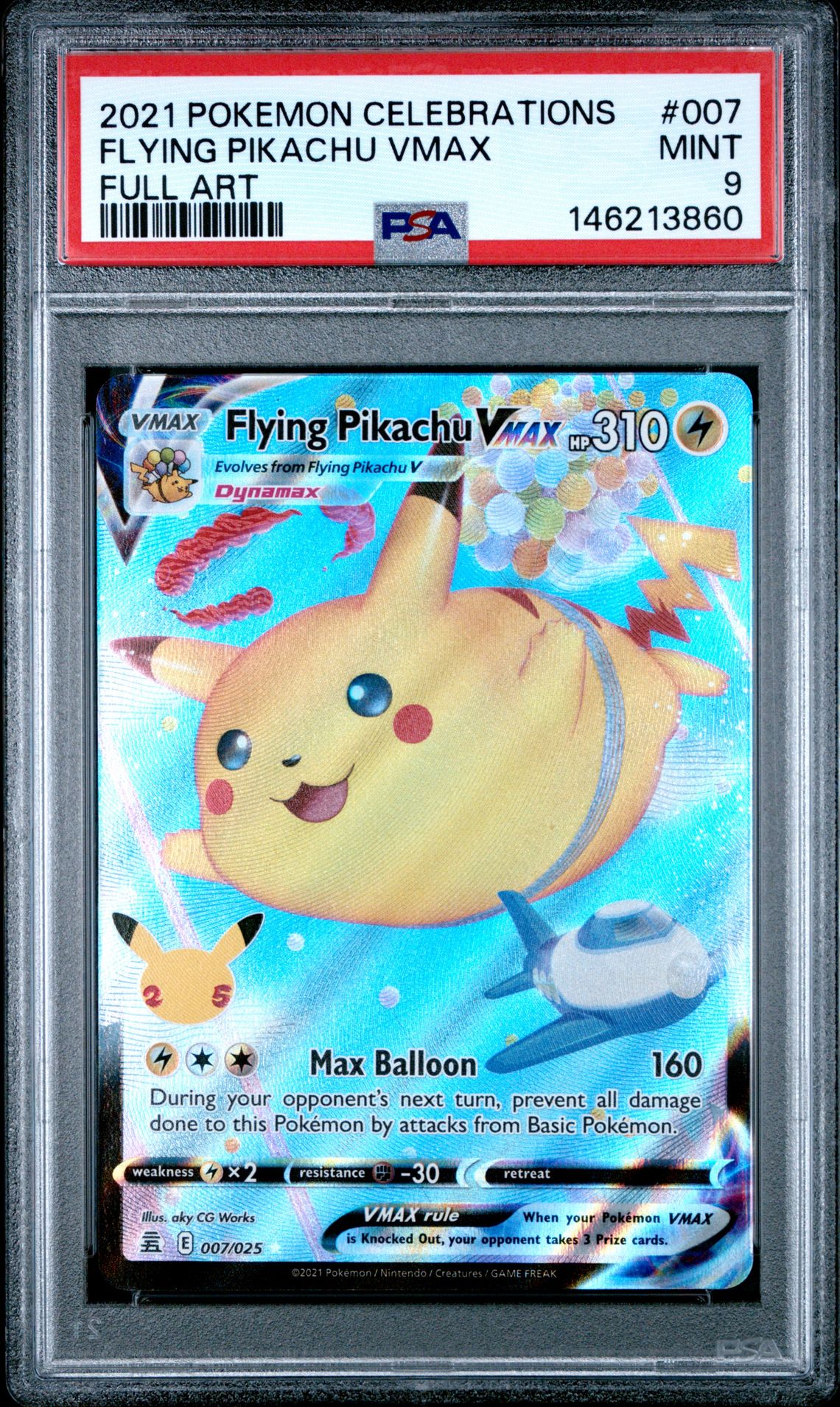 2021 Pokemon POKEMON CELEBRATIONS FULL ART #007 Flying Pikachu Vmax front