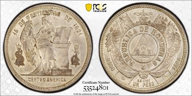 1890 Peso KM-52  Ag MS61