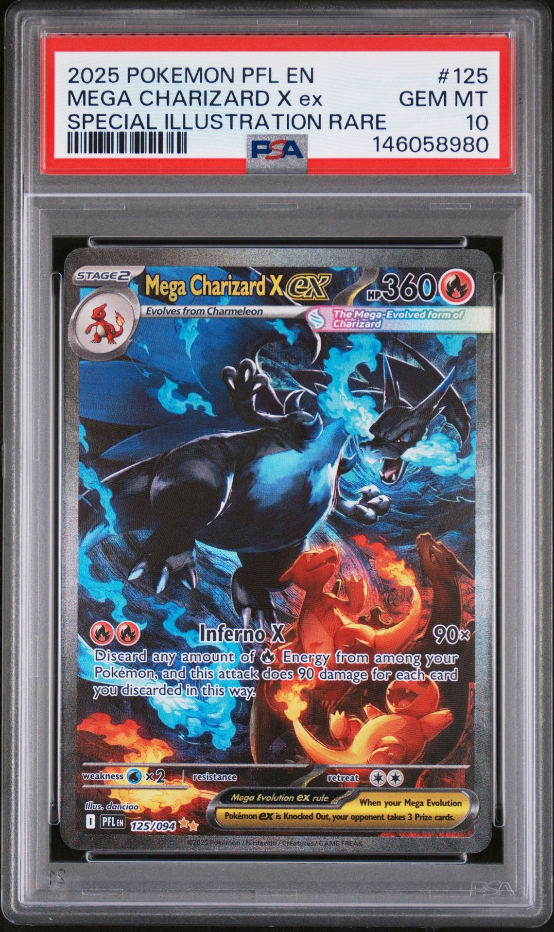 2025 Pokemon Pfl En-Phantasmal Flames Mega Charizard X Ex #125 (Special Illustration Rare) Gem Mt 10 front