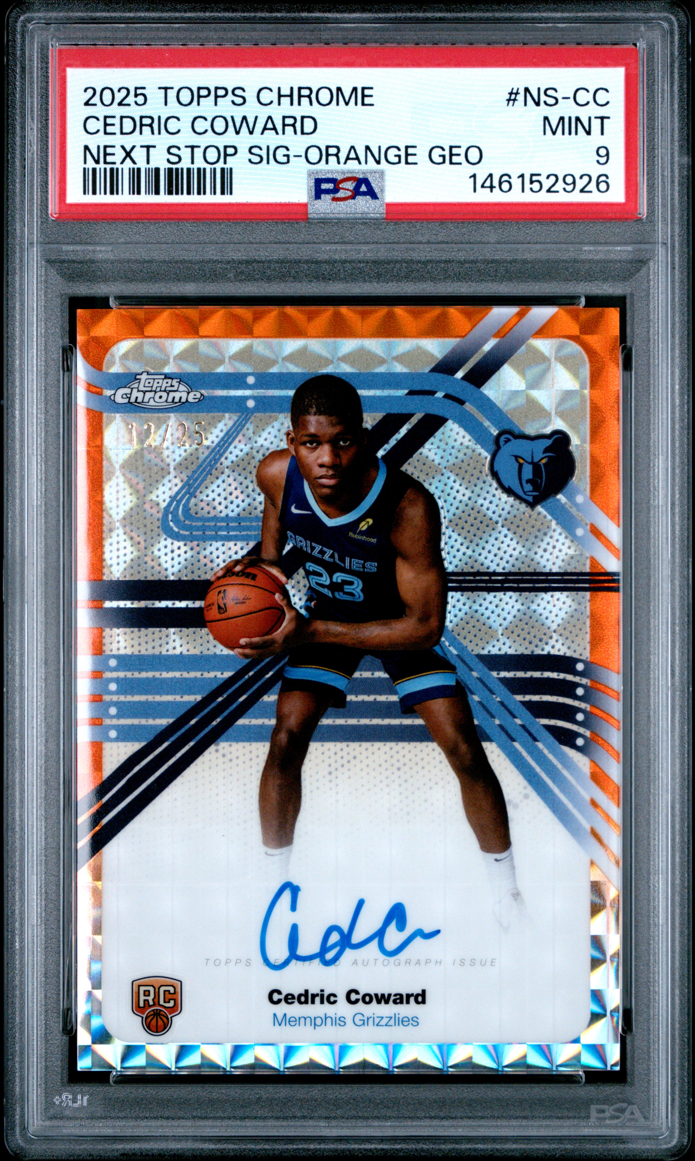 2025 #NS-CC Cedric Coward PSA 9 Topps Chrome Next Stop Signatures