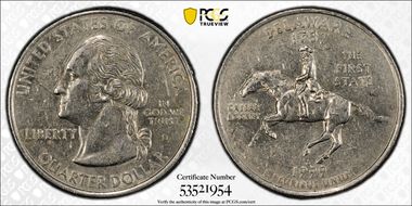 1999-D 25C Delaware AU50
