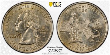 2000-D 25C Massachusetts AU53