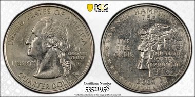 2000-P 25C New Hampshire AU55