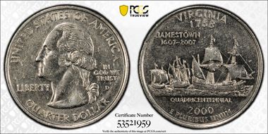 2000-D 25C Virginia AU53