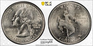2007-D 25C Wyoming AU58