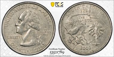 2000-P 25C South Carolina AU50