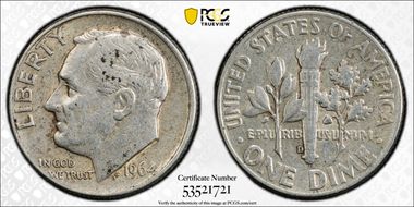1964-D 10C XF45