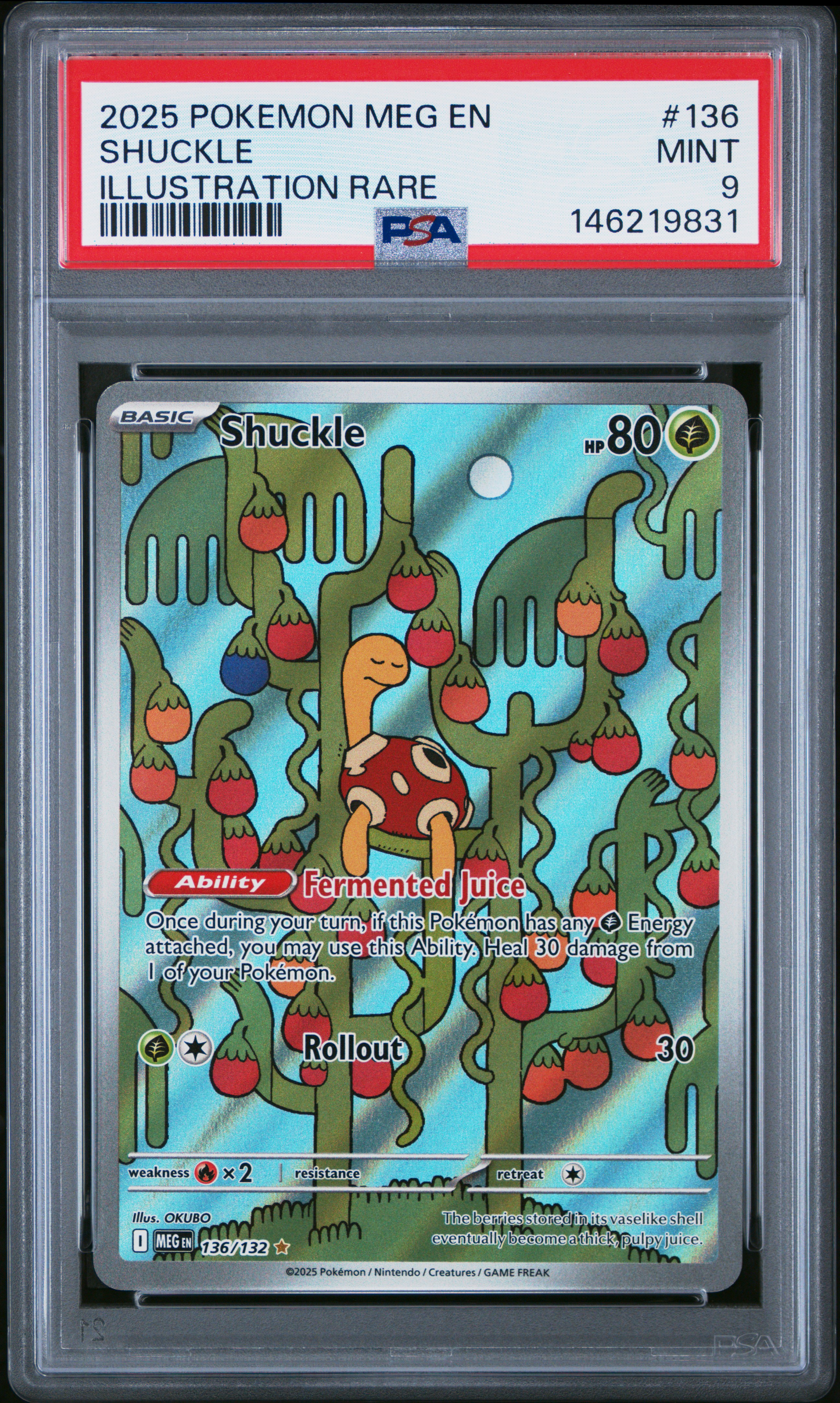 2025 #136 Shuckle PSA 9 Meg EN-Mega Evolution