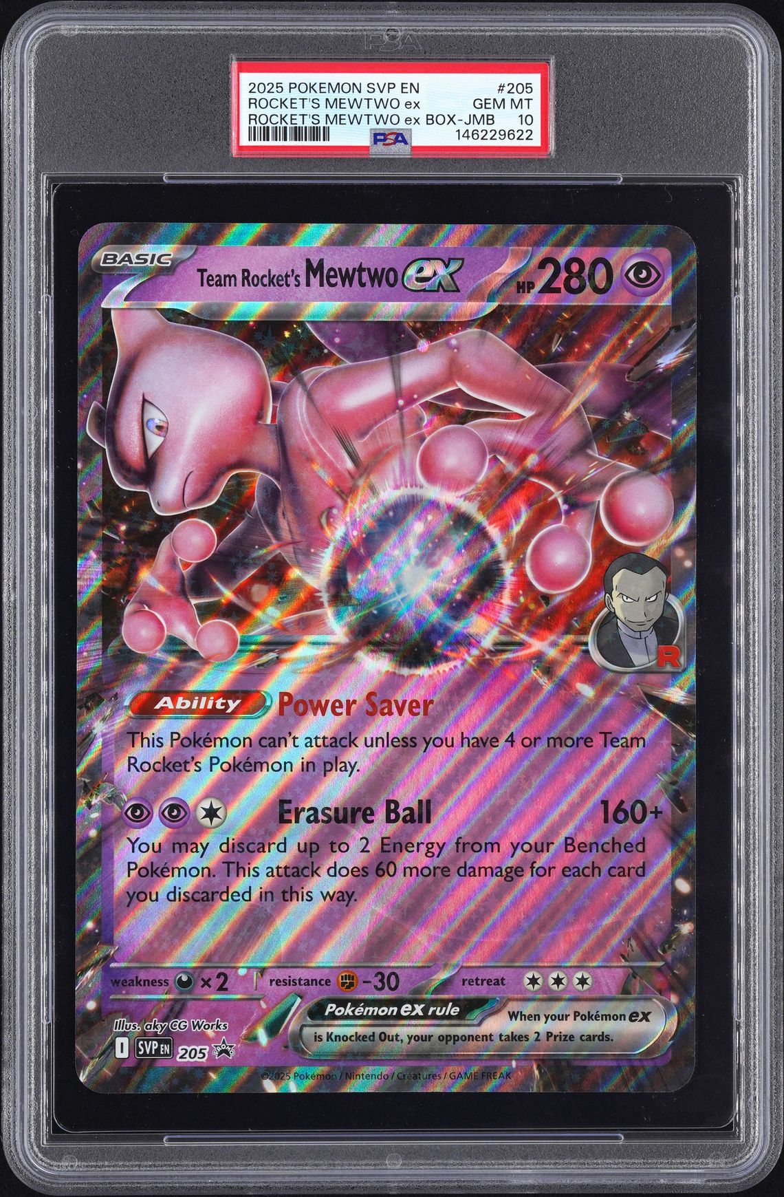2025 Pokemon POKEMON SVP EN-SV BLACK STAR PROMO ROCKET'S MEWTWO EX BOX-JMB #205 Rocket's Mewtwo EX front