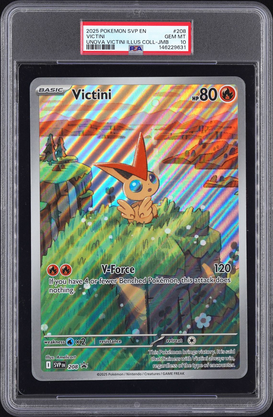 2025 Pokemon POKEMON SVP EN-SV BLACK STAR PROMO UNOVA VICTINI ILLUS COLL-JMB #208 Victini front