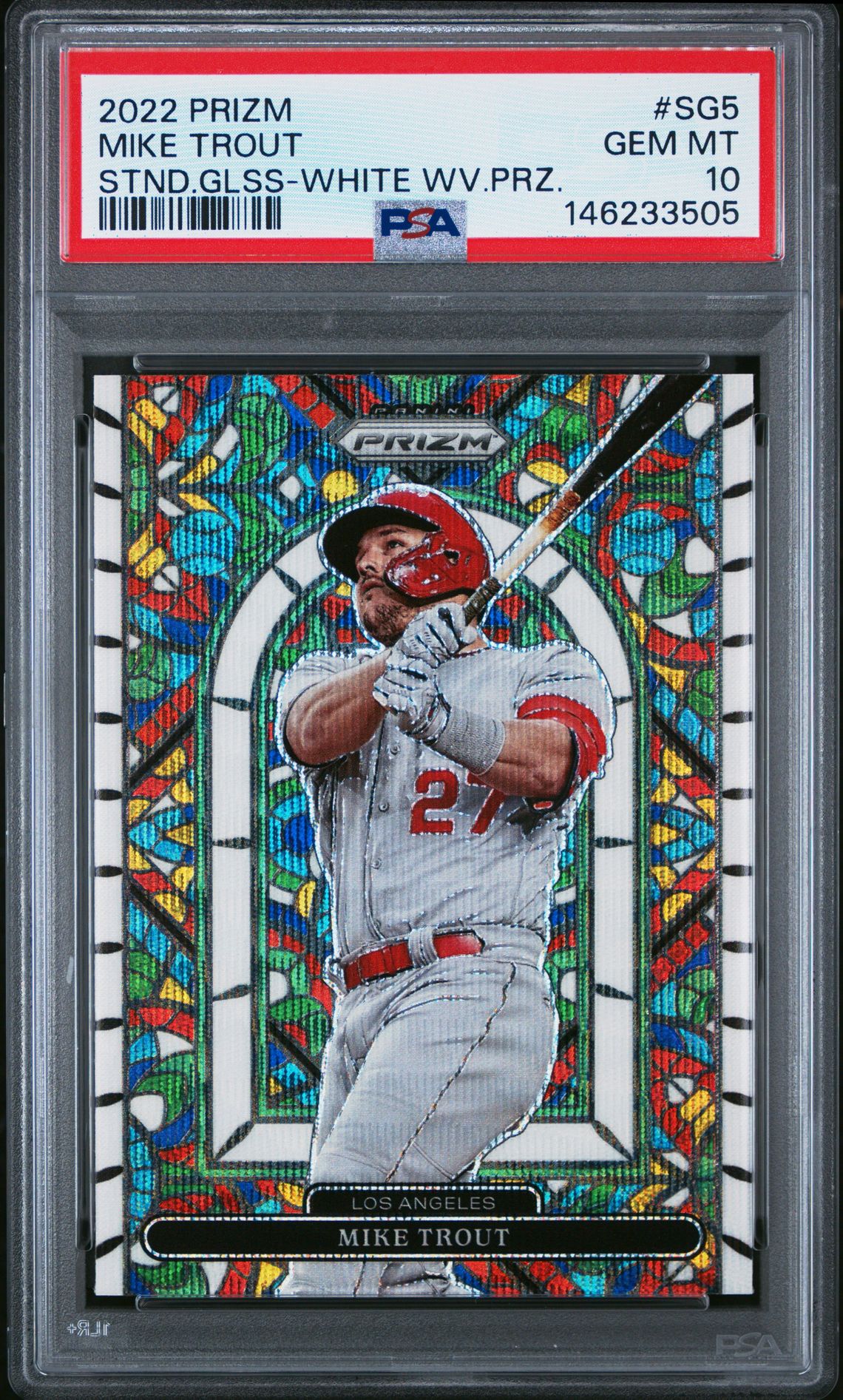 2022 Panini PANINI PRIZM STAINED GLASS STND.GLSS-WHITE WV.PRZ. #SG5 Mike Trout front