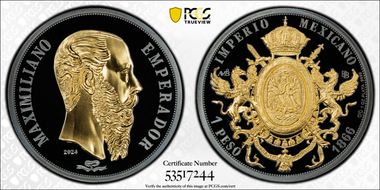 2024 Medal Maximiliano Sm. Letter Peso Selective Gilt PR70DCAM