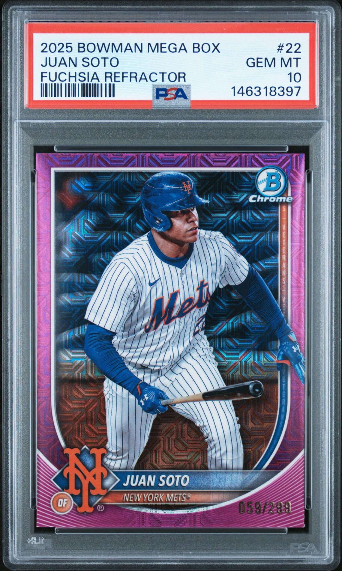 2025 Bowman BOWMAN MEGA BOX CHROME FUCHSIA REFRACTOR #22 Juan Soto front