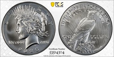 2025 $1 Peace Dollar MS70