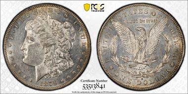 1879-S $1 VAM 23, Rev. of 1878 AU58
