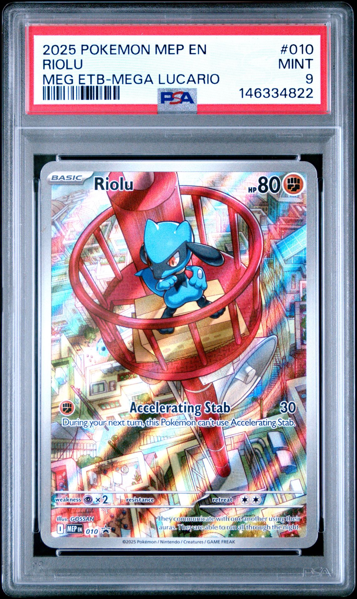 2025 Pokemon Mep En-Me Black Star Promo Riolu #010 (Meg Etb-Mega Lucario) Mint 9 front