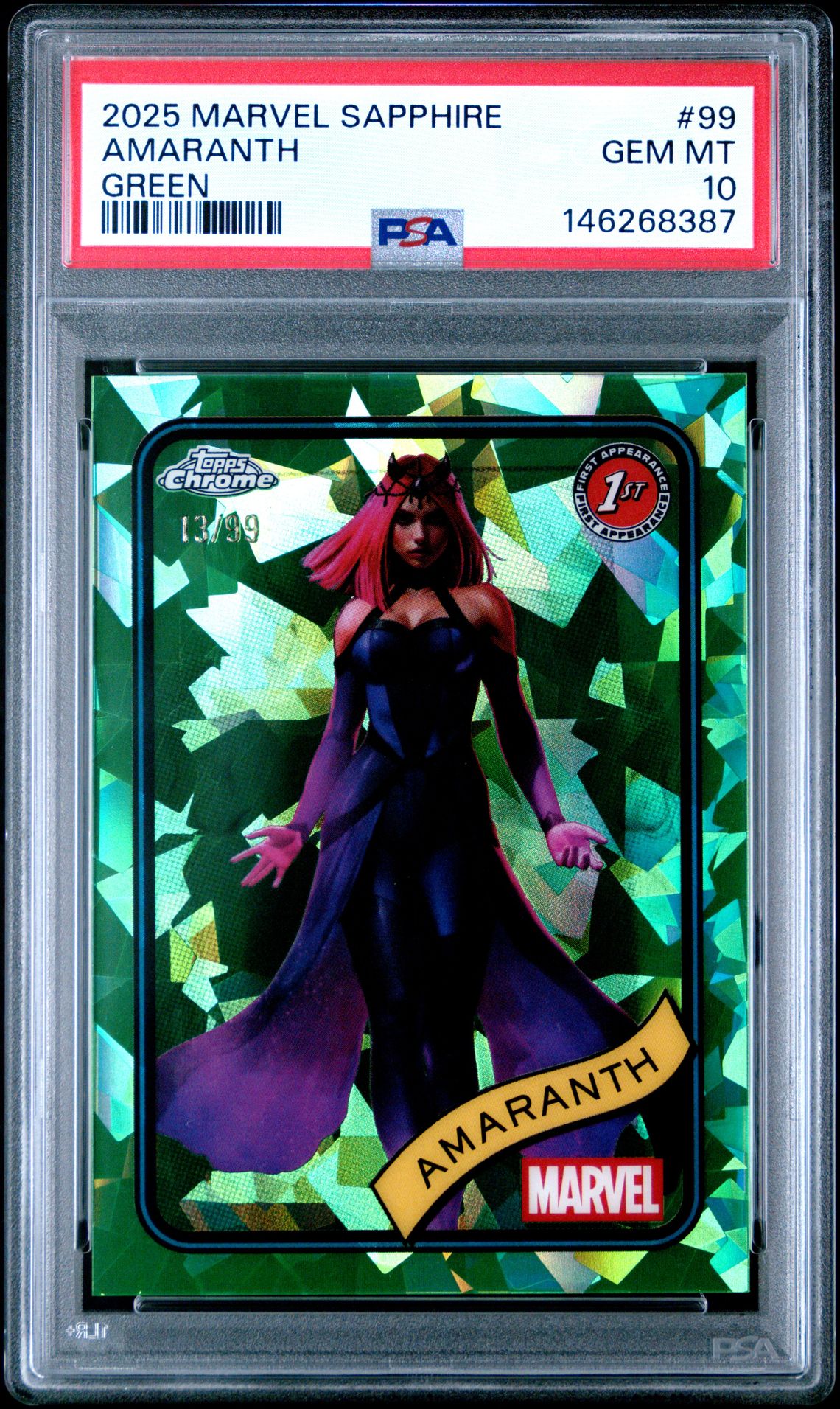 2025 Topps TOPPS CHROME MARVEL SAPPHIRE EDITION Green Amaranth front