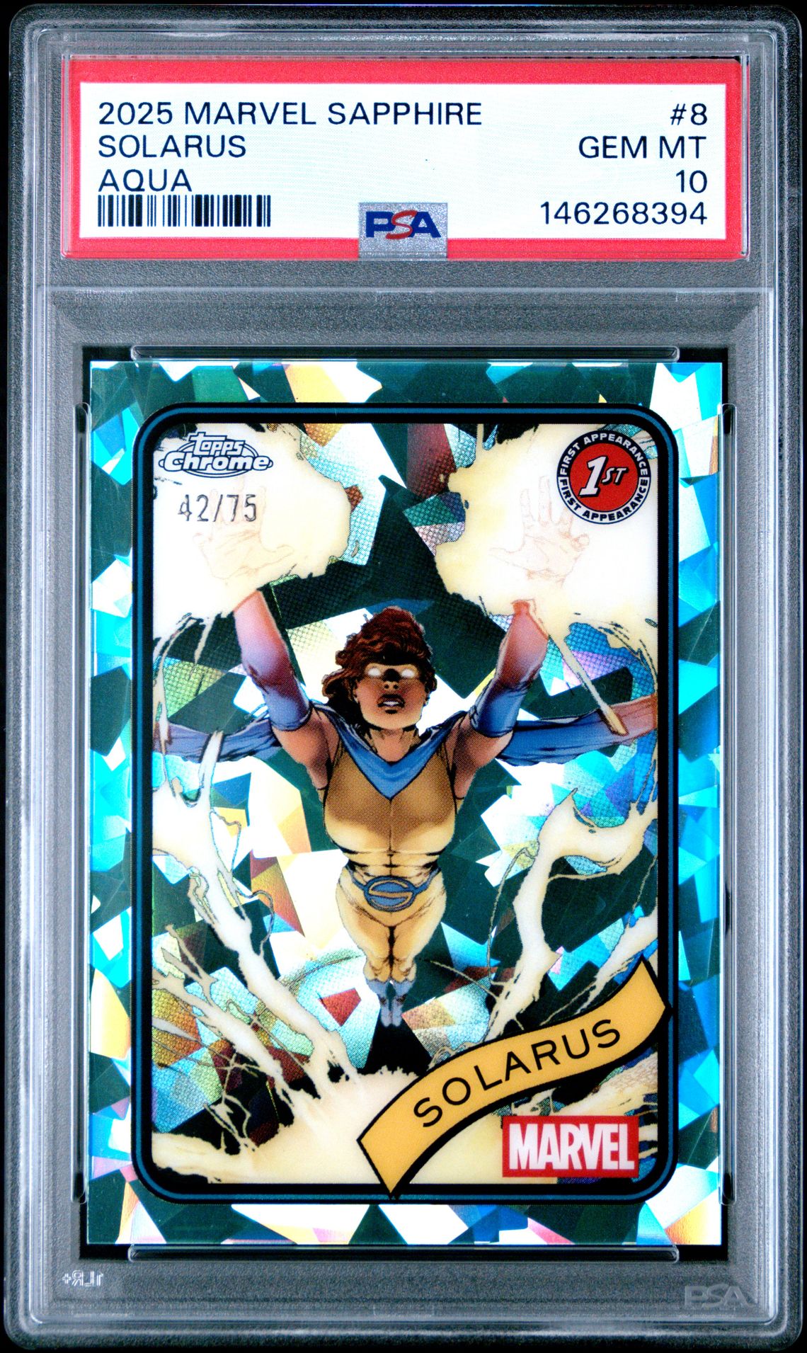 2025 Topps TOPPS CHROME MARVEL SAPPHIRE EDITION Aqua Solarus front