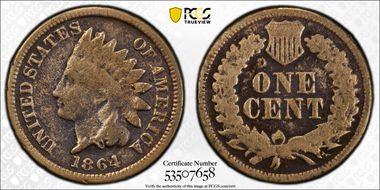 1864 1C Copper-Nickel N1