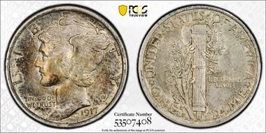 1917-S 10C AU58