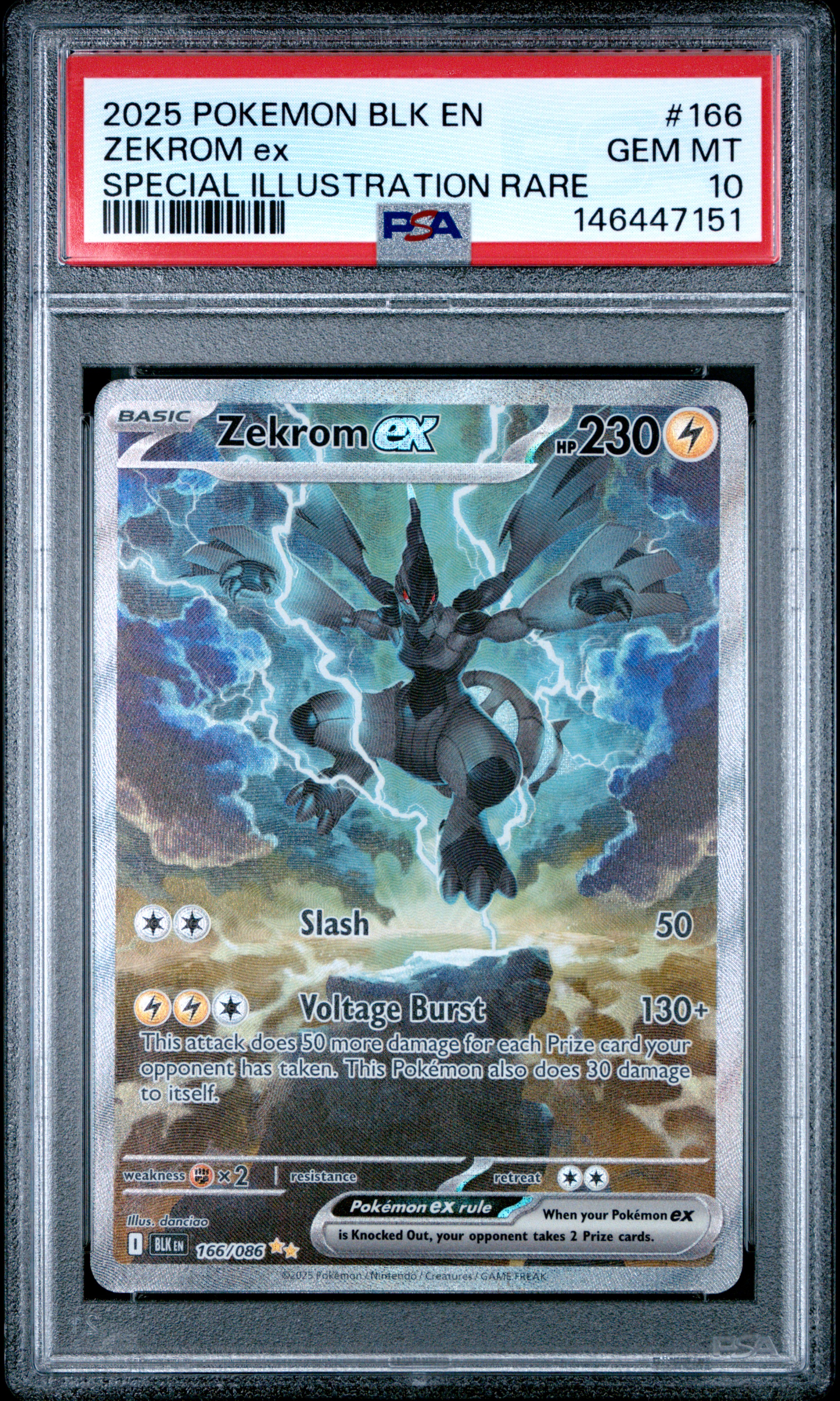 2025 #166 Zekrom EX PSA 10 Blk EN-Black Bolt