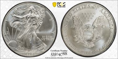 1996 $1 Silver Eagle MS69