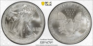 1998 $1 Silver Eagle MS69