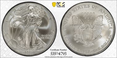 2001 $1 Silver Eagle MS69