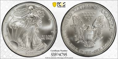 2003 $1 Silver Eagle MS69