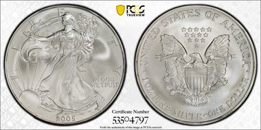 2005 $1 Silver Eagle MS69