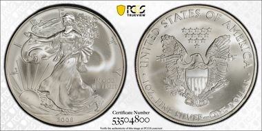 2008 $1 Silver Eagle MS69