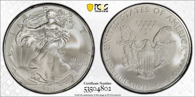 2010 $1 Silver Eagle MS70