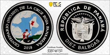 2018 10 B Red Cross Centenary Colorized PR69DCAM