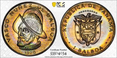 1976 (RCM) Balboa Error: LEY 0.925 KM-39.2 CuNi MS65