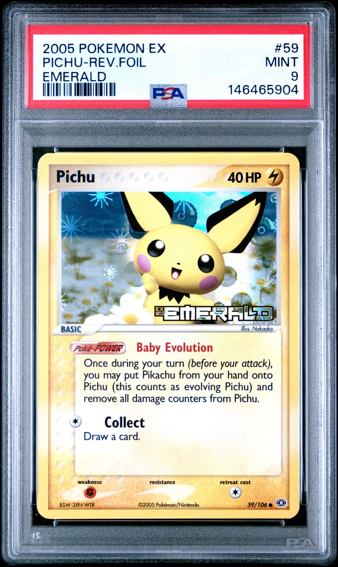 2005 Pokemon POKEMON EX EMERALD #59 Pichu-Rev.Foil front