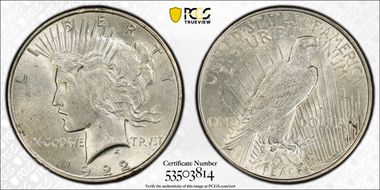 1922 $1 VAM 1A, Line in Tiara N1
