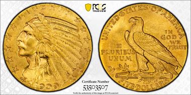 1909-S $5 MS64+