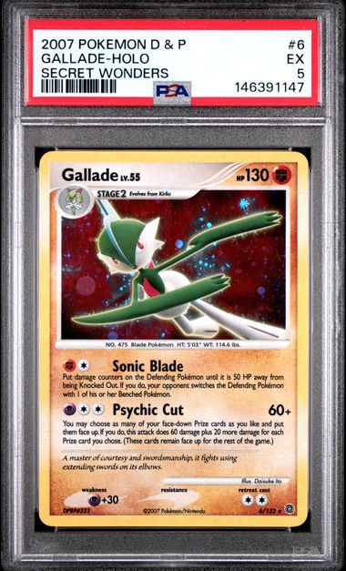 2007 Pokemon Secret Wonders Ex Holo #6 Gallade front