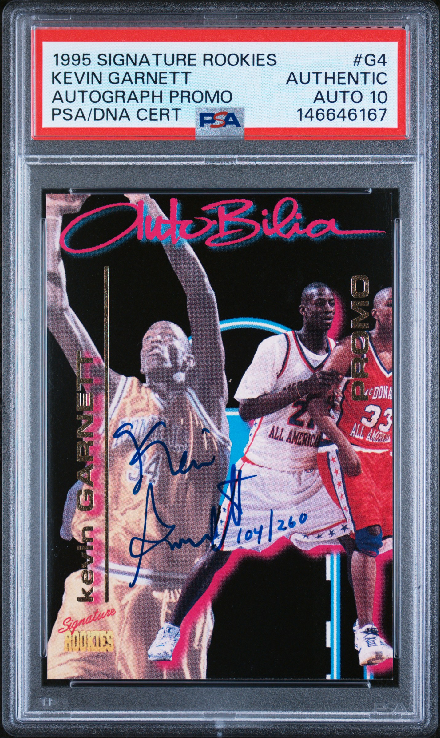 1995 #G4 Kevin Garnett PSA Signature Rookies Autobilia Garnett
