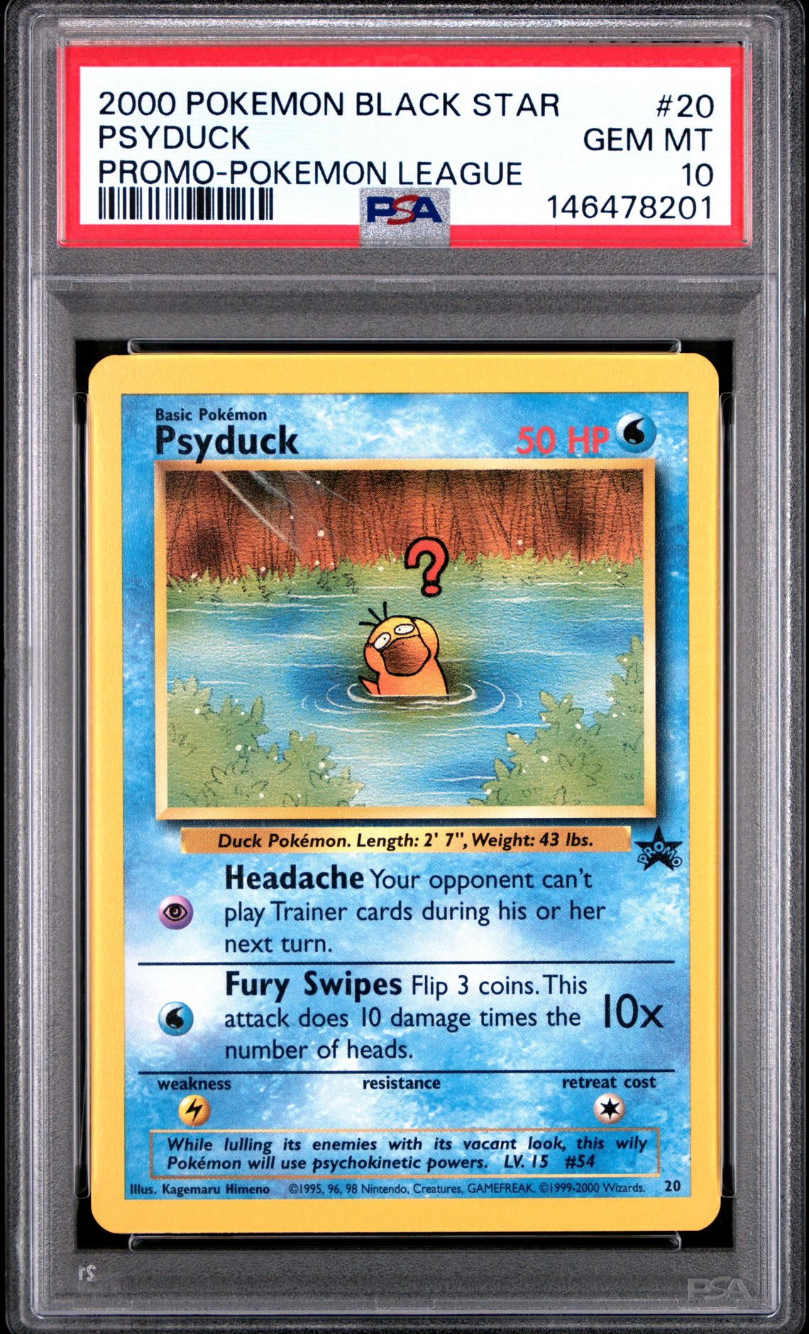 2000 Pokemon POKEMON PROMO BLACK STAR POKEMON LEAGUE #20 Psyduck front