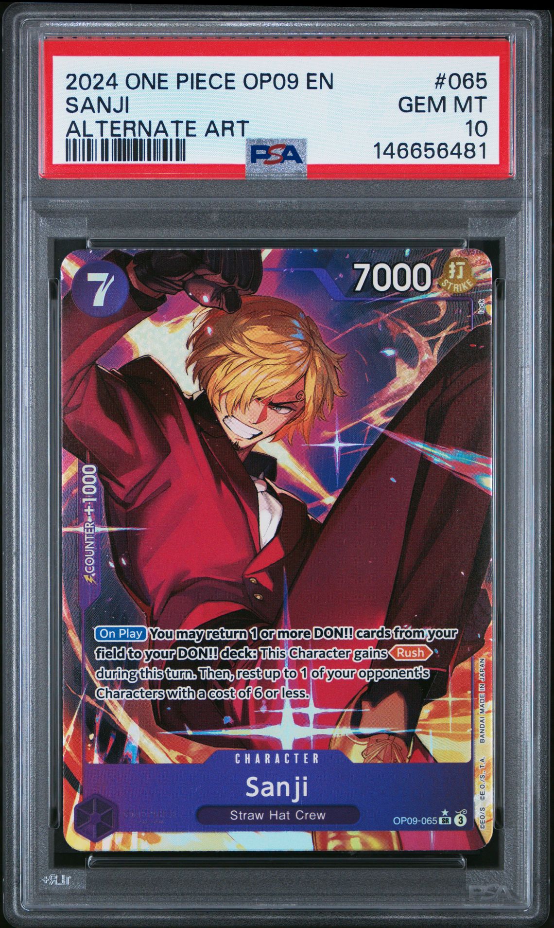 2024 One Piece ONE PIECE OP09-EMPERORS IN THE NEW WORLD ALTERNATE ART #065 Sanji front
